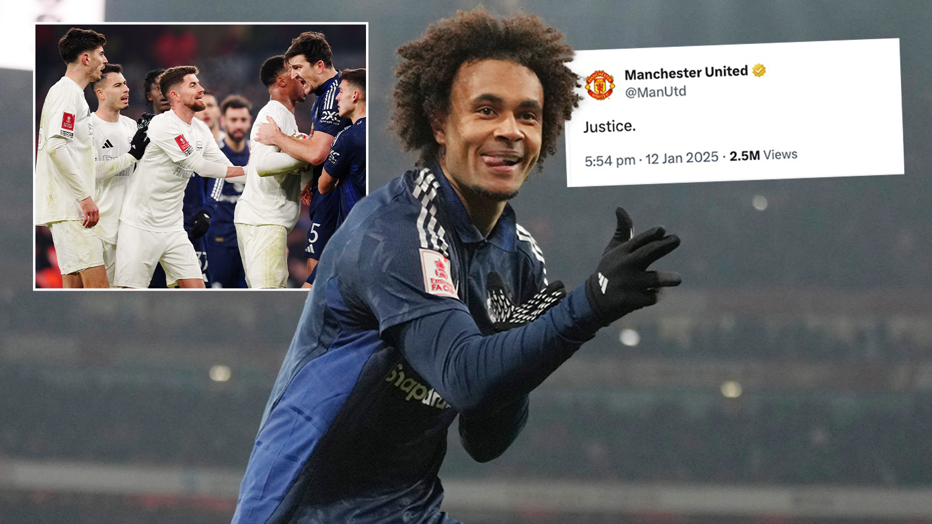 'Justice' - Man Utd throw fuel on fiery rivalry with Arsenal in one-word post after winning heated FA Cup clash on pens