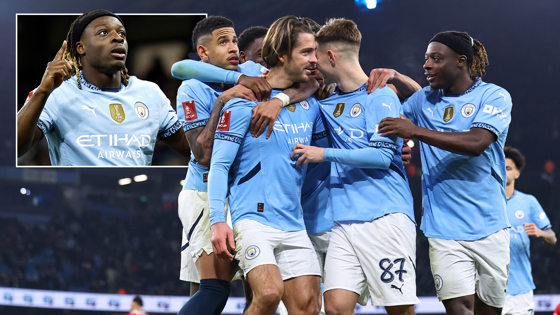 Man City 8 Salford 0: Jack Grealish scores first club goal in over a YEAR as hosts batter Utd-legend backed local rivals