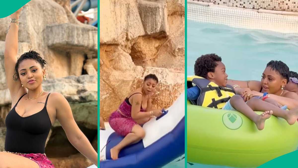 Regina Daniels Shares Fun Moment With Her Kids at Swimming Pool: “We Are Jealous of Daddy Ned”