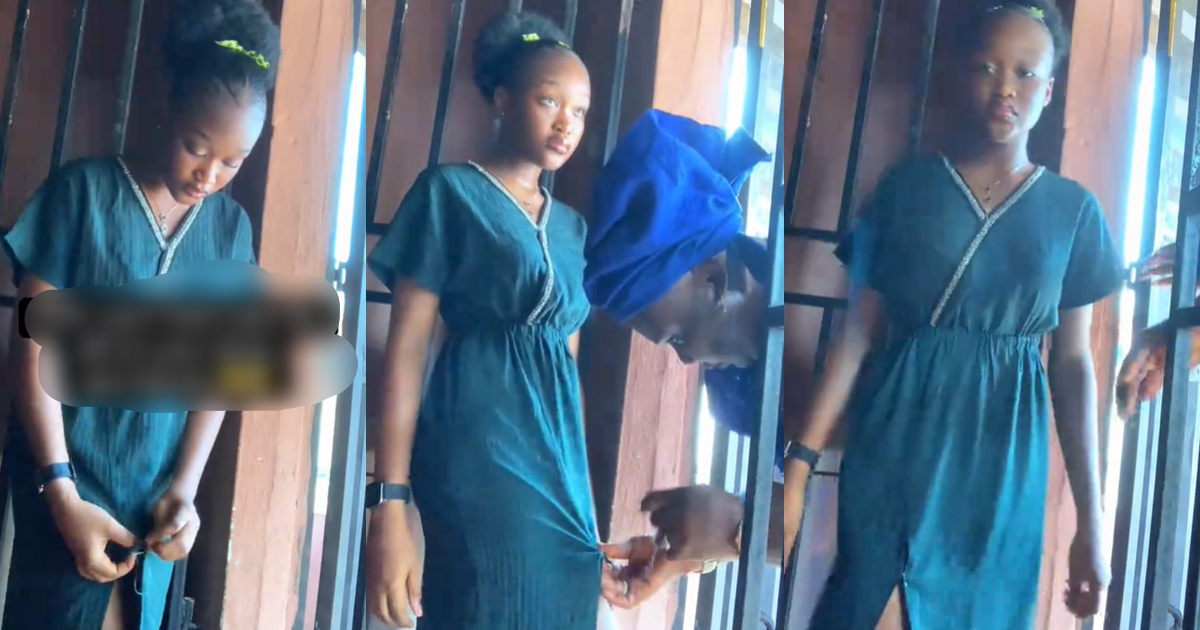 "The slit was actually high o" – Nigerian mum alters daughter's dress, stitches revealing slit at last minute (VIDEO)