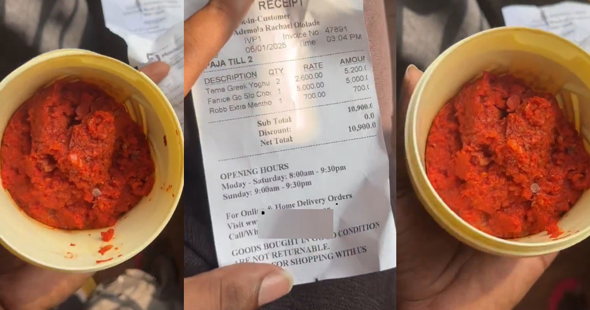 "Una too dey lie" – Man claims to buy ice-cream from the supermarket and discovers pepper inside (VIDEO)