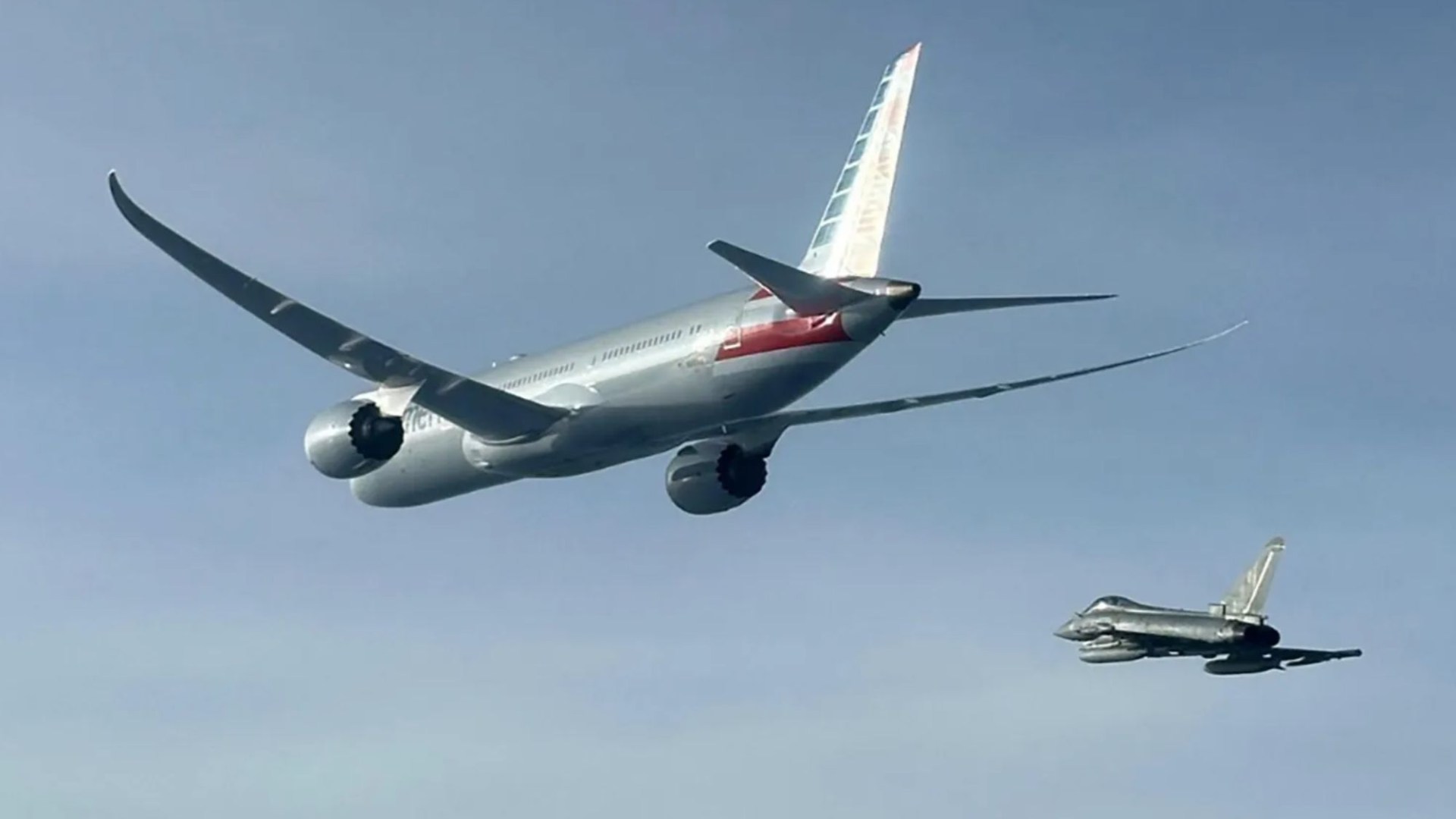 Dramatic moment American Airlines plane diverted to Rome is escorted by fighter jets after mid-air bomb scare