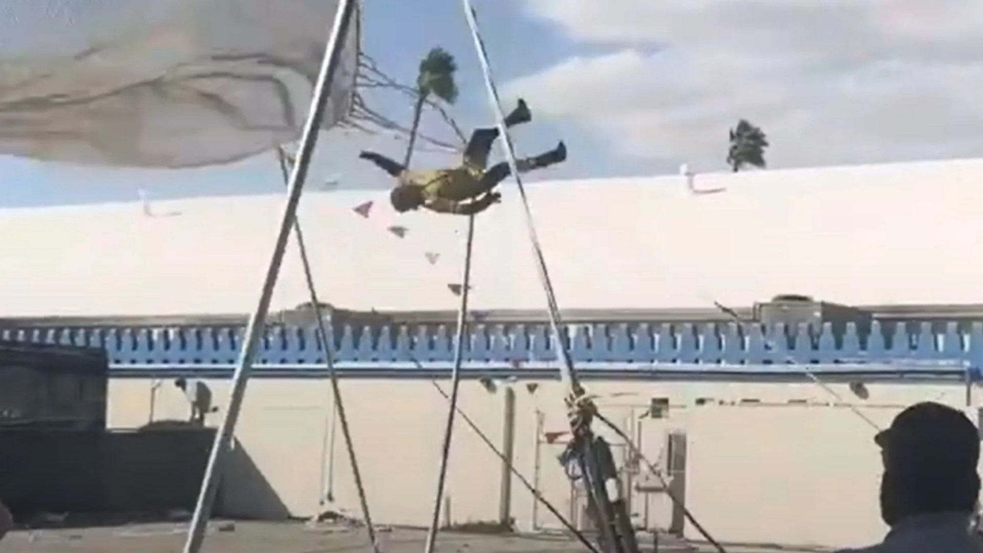 Moment human cannonball stuntman is seriously injured at fair after bouncing off safety net and slamming into the ground